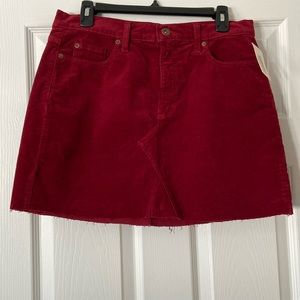 Corduroy High Rise Denim Skirt by Pistola.  Color: Rouge. Size L New With Tags.